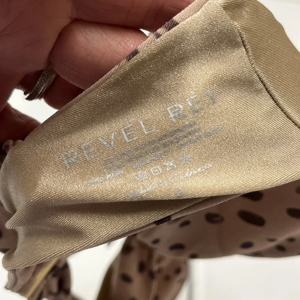 Revel Rey Binki Spencer Top Brown Animal Cheetah Print Underwire S Scrunch Strap